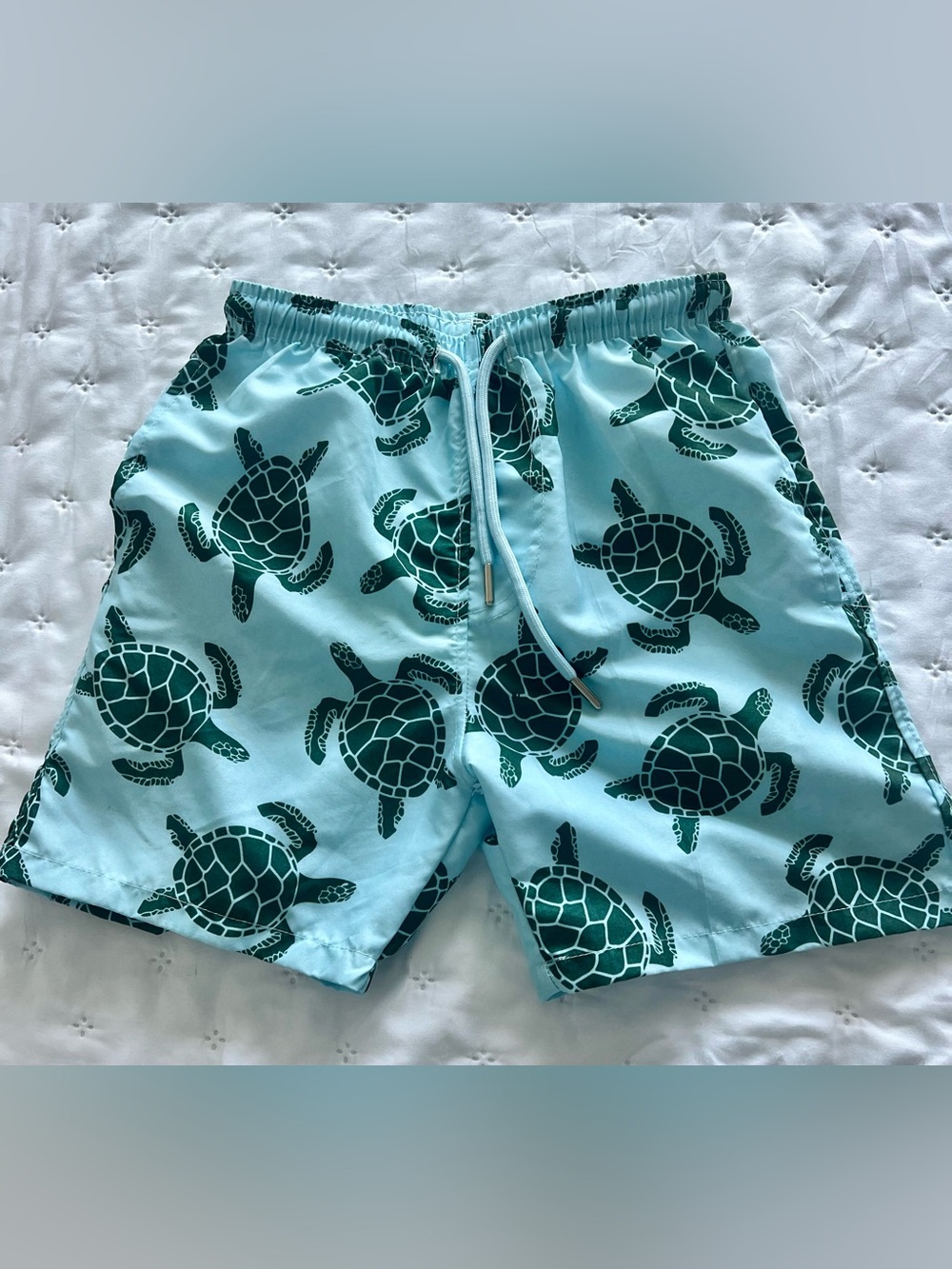Real Essentials Boys Sea Turtle Swim Trunks Size S 6-7